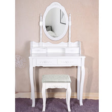 Load image into Gallery viewer, Panana 4 Drawer Vanity Table Set Dressing Table with Cushioned Stool Bedroom Makeup Table Black