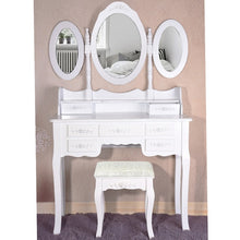 Load image into Gallery viewer, Home Furnitures Makeup Dressing Table With Stool 7 Drawers Adjustable Mirrors Bedroom Baroque style Fast shipping